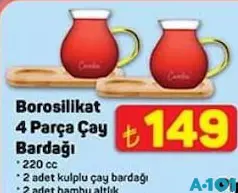 BOROSİLİKAT 4 PARÇA ÇAY BARDAĞI 220 CC